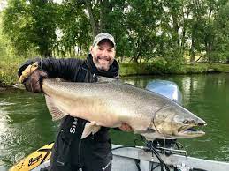 Started out with plenty of water to bring fish in and everything dried out quickly Absolute Giant Chinook Salmon Caught In Northern Michigan Earns Dnr Award Mlive Com