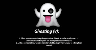 Ghosting, also known as simmering or icing, is a colloquial term which describes the practice of ending all communication and contact with another person without any apparent warning or justification and subsequently ignoring any attempts to reach out or communication made by said person. Ghosting Is Short Sighted And Dumb 4most Cz