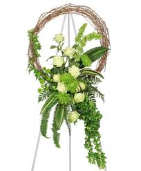 Grapevine Wreath Flower Arrangements Green Inspirations Funeral Wreath Sympathy Flower Sympathy Flowers Memorial Flowers Funeral Flower Arrangements