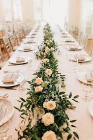 Woman S Club Of Coconut Grove Wedding Green Garland Flower Garland Wedding Table Garland Wedding Reception Table Setting Ideas Wedding Floral Centerpieces