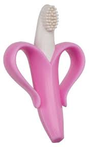 Baby Banana Bendable Training Toothbrush Pink And White Infant Baby Banana Baby Teether Toys Banana Toothbrush