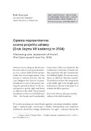 Maybe you would like to learn more about one of these? Pdf Opieka Naprzemienna Ocena Projektu Ustawy Druk Sejmu Vii Kadencji Nr 3104 Piotr Kroczek Academia Edu