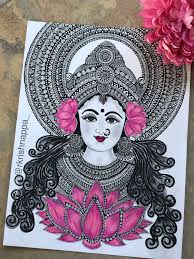 Hindu Goddess Lakshmi Art Print Lotus Art Print Etsy Lotus Art Etsy Art Prints Art Drawings