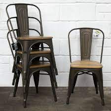 Tolix Style Vintage Metal Dining Bistro Chairs Garden Kitchen Industrial Cafe Ebay Metal Kitchen Chairs Metal Bistro Chairs Industrial Dining Chairs
