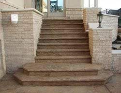 Stamped concrete is concrete that is patterned and/or textured or embossed to resemble brick, slate, flagstone, stone, tile, wood, and various other patterns and textures. Steps And Stairs Pictures Gallery The Concrete Network