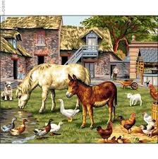 Canevas Penelope Luc Creations La Ferme Au Cheval Canevas Animales Cheval