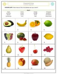 Shopping Dining A Fruits Vocabulary Adult Esl