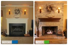 Stone Veneer Fireplace Makeover A Before And After Transformation Of A Bare Fireplace Transfor Fireplace Makeover Brick Fireplace Makeover Concrete Fireplace