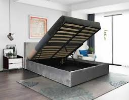 4ft6 Double Or 5ft King Grey Or Grey Suede Fabric Ottoman Storage Bed Frame Ebay