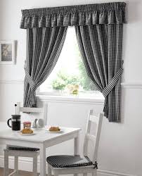 Gingham Check Kitchen Window Curtains Black And White