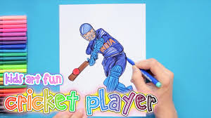 How To Draw And Color A Cricket Batsman Art For Kids Drawings Art