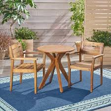Vidaxl 3 piece garden bistro set solid teak wood 49383. 3 Piece Bistro Sets To Beautify Your Outdoor Space