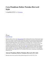 Cara Penulisan Daftar Pustaka Harvard Style