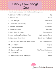 Pixie dust, magic mirrors, and genies are all considered forms of cheating and will disqualify your score on this test! Free Printable Disney Love Songs Quiz
