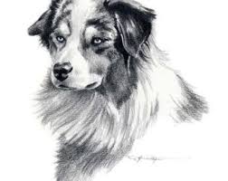 Chien De Berger Australien Impression Dart Par Lartiste Dj Etsy Dog Print Art Dog Art Dog Tattoos