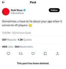 YBGChris🔺 on X: What NFL player was Rubi Rose talkin bout in dis tweet  bro😭 t.cosz6GrV1kwM  X