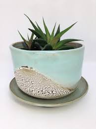 Ceramic Planter Succulent Pot Planter With Saucer Cactus Etsy Ceramic Flower Pots Clay Flower Pots Large Ceramic Planters