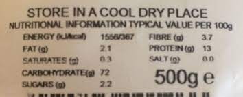 Nutritional value of dry couscous. Couscous