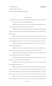 2023 Regular Session ENROLLED SENATE RESOLUTION NO. 3 BY SENATORS BERNARD  AND CATHEY A RESOLUTION To commend Coach Barry Rubin o