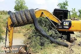 دیدنی راز بقا؛ پیتون غول فکر کرد بیل مکانیکی غذاست خزید دورش کرد تو حلقش