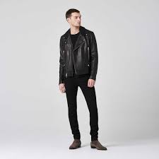 Mens Leather Moto Jacket In Black 400 Dstld Leather Jacket Black Leather Moto Jacket Jackets