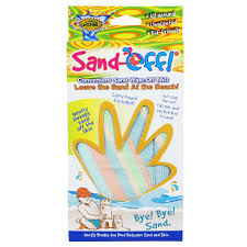To remove something from something: Sand Off Reusable Beach Sand Wipe Off Mitt Water Sports 81110 3 Stream Machine
