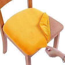 5 out of 5 stars with 1 ratings. Buy Smiry Original Velvet Dining Chair Seat Covers Stretch Fitted Dining Room Upholstered Chair Seat Cushion Cover Removable Washable Furniture Protector Slipcovers With Ties Set Of 4 Mustard Yellow Online In