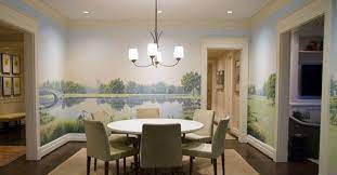 This is a mural that my friends helped me paint during my 33rd birthday dinner party on our dining room wall. 20 Conventional Dining Rooms With Wallpaper Murals Home Design Lover
