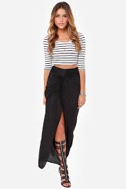 Maxi skirts and other long skirts are available in a ton of cuts and colors to complement your personality and tastes. Flirty Black Skirt Maxi Skirt High Waisted Skirt 47 00 Lulus
