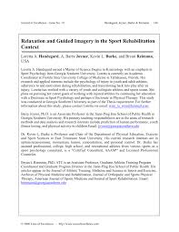 Pdf Relaxation And Guided Imagery In The Sport Rehabilitation Context