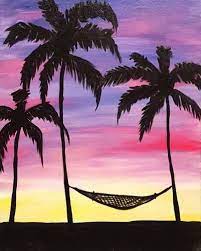 July 2016 Featured Painting Palm Beach Hammock By Southern California Artist Ashlee Merchant Tree Painting Canvas Tree Painting Palm Trees Painting