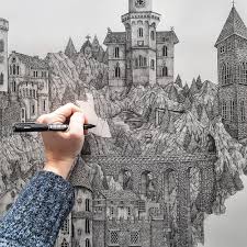 Artist Olivia Kemp Creates Super Detailed Drawings That Combines Real And Mythical Landscapes Together