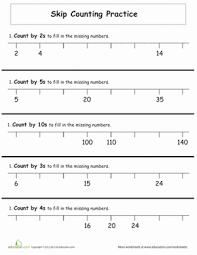 Skip Counting Practice Worksheet Education Com In 2020 Skip Counting Practice First Grade Math Worksheets Skip Counting Worksheets