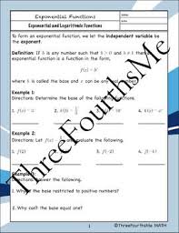 Exponential Functions And Their Graphs Scaffolded Notes Exponential Functions Exponential Graphing