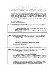 Protocolo Para La Prueba Oral De Nivel Basico
