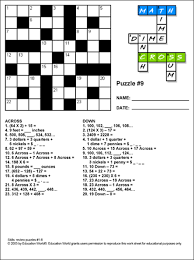 Image result for mathematics crossword puzzle with answers for. Math Cross Puzzle Puzzle 9 Education World