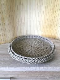 Rustic Serving Tray Coffee Table Tray Large Round Wicker Woven Etsy Eco Decor Rustic Serving Trays Wicker