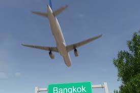 Airplane Arriving To Bangkok Airport Travelling To Thailand by moovstock on  Envato Elements