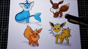 ✏ How to draw Eevee and these evolution (easy Pokemon drawing)✏ - YouTube