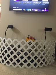 Diy Child Proofing Your Tv Area All You Need Is A Vinyl Lattice And Screws From Home Depot Happy Bab Baby Proof Tv Baby Proofing Hacks Baby Proof Tv Stand