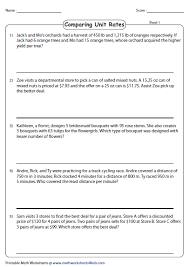 Unit Rate Word Problems Comparing Unit Rates Unit Rate Worksheet Unit Rate Word Problem Worksheets