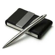 Elegantly slim, lightweight and robust, with an. Gift Set With Leather Business Card Case And Pen Business Gifts Supplier