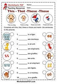 complete whit this that these or those worksheets pdf