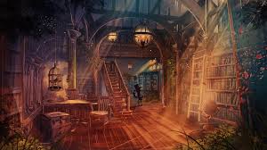 Haunted Library Fantasy Landscape Anime Scenery Fantasy Art