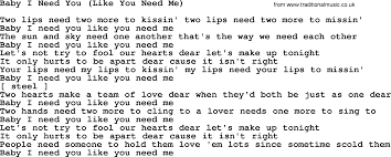 Baby I Need You Like You Need Me By Marty Robbins Lyrics