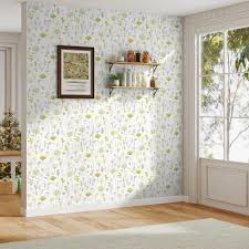 Floral Peel and Stick Wallpaper Gray Yellow Blue Contact Paper