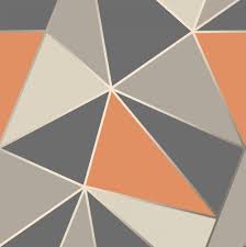 Apex Geometric Wallpaper Burnt Orange And Grey Fine Decor Fd42002 Orange Wallpaper Geometric Wallpaper Geometric Wall Paint