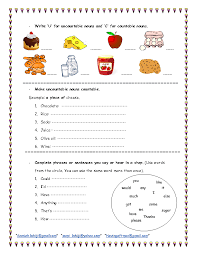 Countable And Uncountable Food Nouns Worksheet Worksheets Nouns