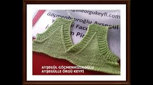 bebek suveterinde kol ve v yaka kesimi suveter v yaka orgu