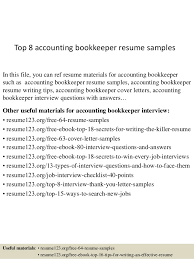 top 8 accounting bookkeeper resume samples